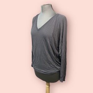 Aritzia Wilfred Dolman Sleeves Pullover V Neck Top Dark Gray Sz XXS